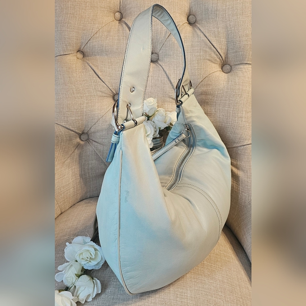Vintage Coach Nappa Tortilla "Tort" Ergo Slouch Hobo Bag # 9619 ( Aqua ) - Picture 11 of 16